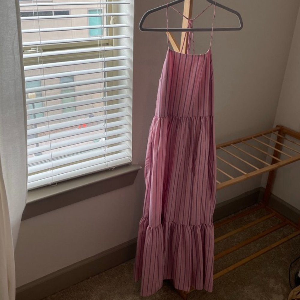 Zara pink maxi dress with cross back. Size Small.